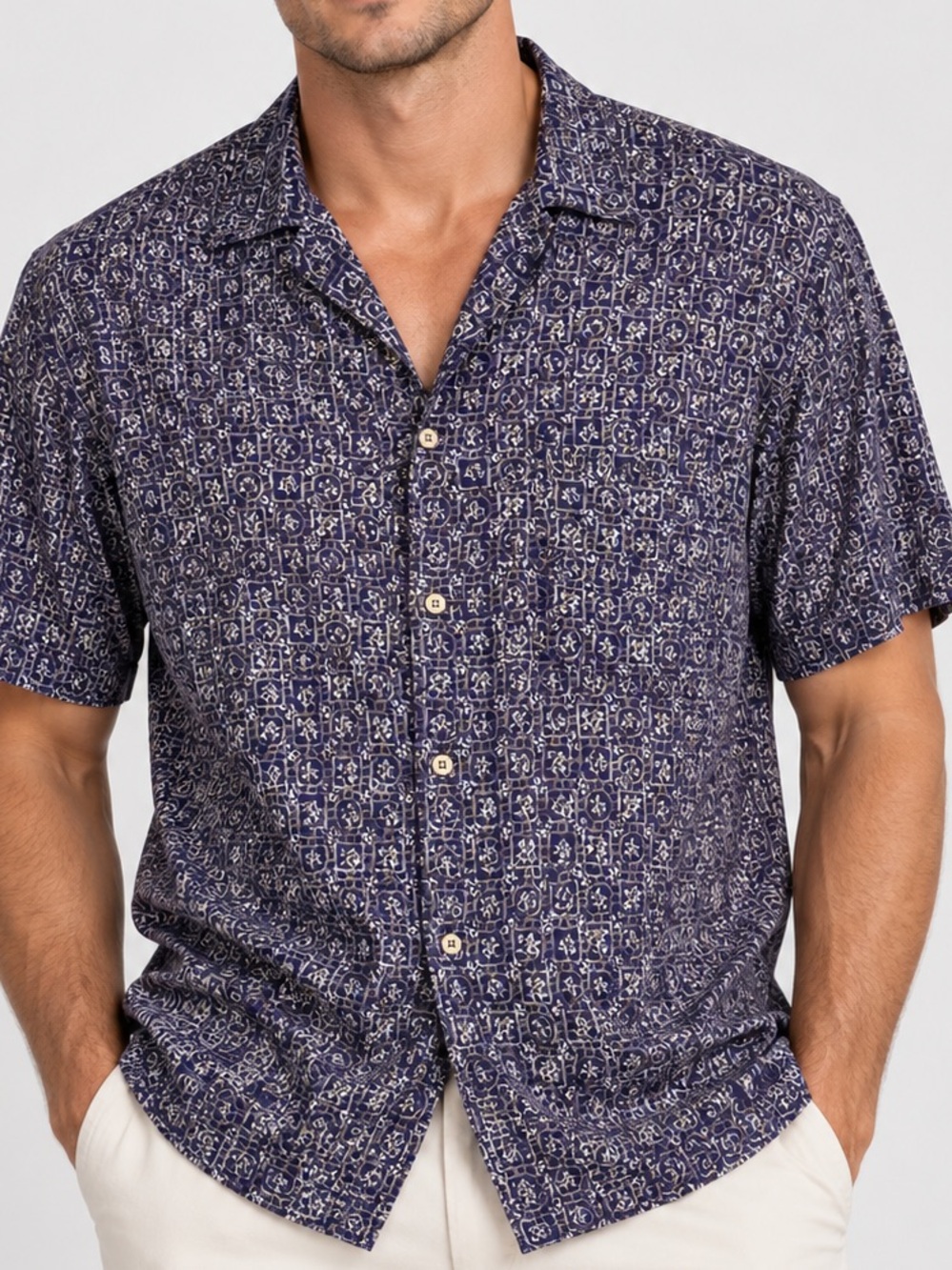 Vintage 90s Whooos Shirt Purple Floral Short Sleeve Button Down XL